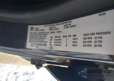 2008 Chevrolet Colorado Lt z USA, uszkodzony, nr VIN 1GCDT33E688212982